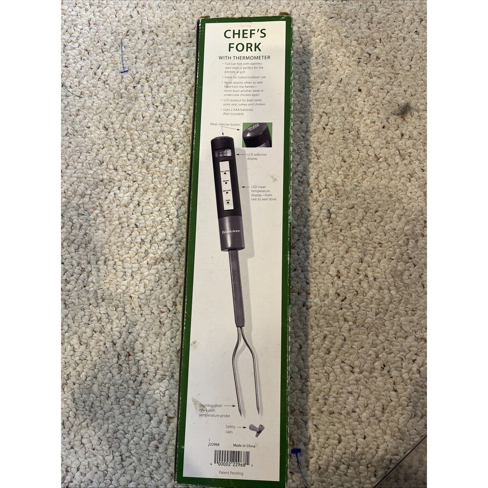 Brookstone Chef’s Fork Digital Meat Thermometer BBQ Grilling New Open Box